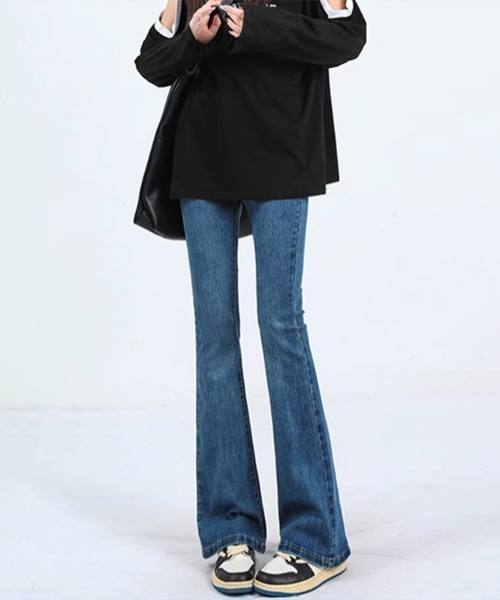 SHEPP(シープ)の「【26年春新作】ストレッチフレアデニムパンツ(デニムパンツ・レディース・ブラック/ライトブルー/ブルー/ブルー系・M/L)」の13枚目の写真