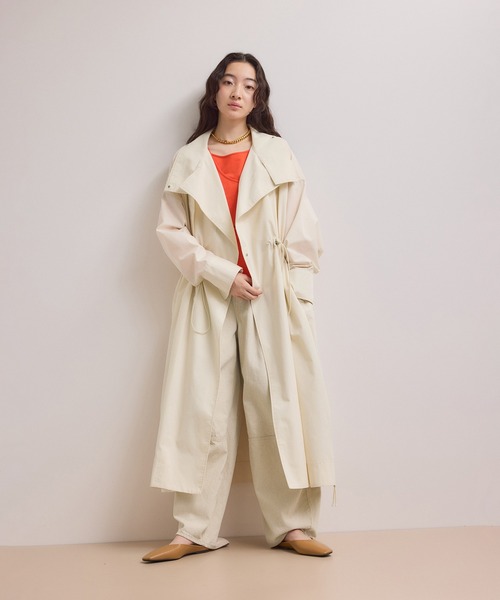 ADAM ET ROPE'(アダムエロペ)の「【WEB限定】・【サステナブル】スタンドカラーロングモッズコート(モッズコート・レディース・オフホワイト/ブラック/ブラウン系その他・FREE)」の22枚目の写真