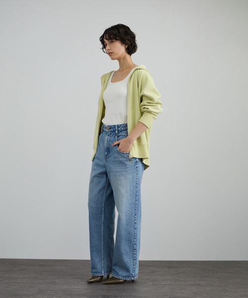 SALON adam et rope'(サロン アダム エ ロペ)の「クレープスウェットライクジップパーカー(パーカー・レディース・グリーン系その他/オフホワイト/チャコールグレー・FREE)」の12枚目の写真