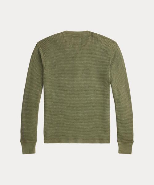 RRL(ダブル アール エル)の「ガーメントダイド ワッフルニット ヘンリーネック シャツ(Tシャツ/カットソー・メンズ・グリーン・L/XXL/XS/XL/S/M)」の5枚目の写真