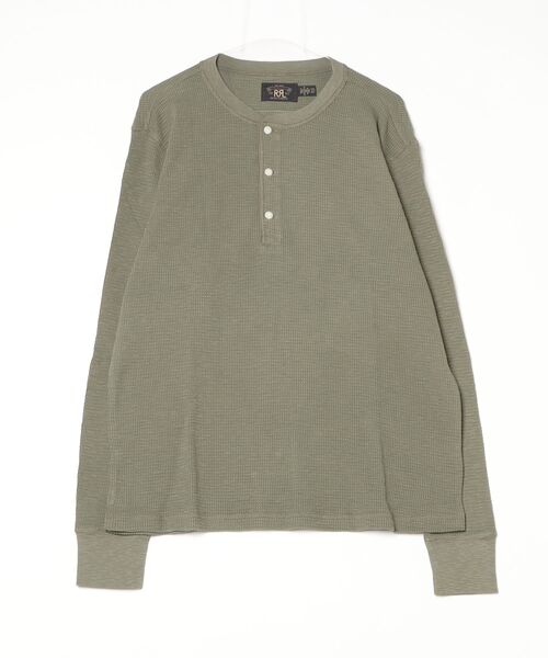 RRL(ダブル アール エル)の「ガーメントダイド ワッフルニット ヘンリーネック シャツ(Tシャツ/カットソー・メンズ・グリーン・L/XXL/XS/XL/S/M)」の3枚目の写真