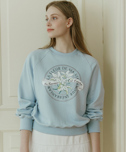 NONLOCAL(ノンローカル)の「Lily Print Sweatshirt - Sky Blue(スウェット・レディース・その他・FREE)」の1枚目の写真