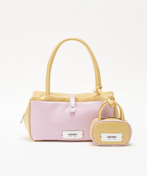 GRAIN（グレイン）の「【GRAIN/グレイン】バッグチャーム付きバイカラーバッグ（トートバッグ・レディース・ブラウン/イエロー/ネイビー・FREE）」の12枚目の写真