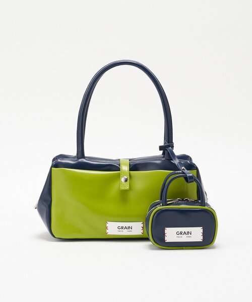 GRAIN（グレイン）の「【GRAIN/グレイン】バッグチャーム付きバイカラーバッグ（トートバッグ・レディース・ブラウン/イエロー/ネイビー・FREE）」の13枚目の写真