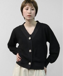 THE CELL.（ザセルドット）の「ハイツイストヤーン片畦ビッグボタンカーディガン　HIGH TWIST YARN HALF STITCH BIG BUTTON CARDIGAN（カーディガン/ボレロ）」