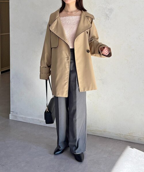 Thevon（ゼボン）の「パイピングミドルトレンチコート（トレンチコート・レディース・ベージュ/ネイビー・FREE）」の22枚目の写真