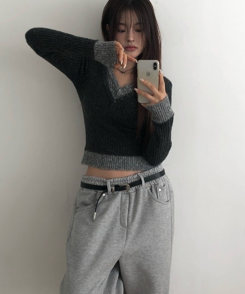 anyonemore(エニワンモア)の「ベルトループ裏起毛ワイドトレーニングスウェットパンツ(スウェットパンツ・レディース・ライトグレー・FREE)」の3枚目の写真