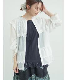 Samansa Mos2 | 裾フリルティアードレースブラウス(シャツ/ブラウス)
