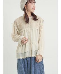Samansa Mos2 | 裾フリルティアードレースブラウス(シャツ/ブラウス)