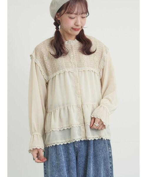 Samansa Mos2(サマンサ モスモス)の「裾フリルティアードレースブラウス(シャツ/ブラウス・レディース・キナリ/オフホワイト/ブラック・F)」の19枚目の写真