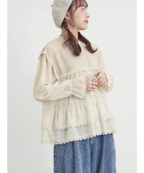 Samansa Mos2(サマンサ モスモス)の「裾フリルティアードレースブラウス(シャツ/ブラウス・レディース・キナリ/オフホワイト/ブラック・F)」の20枚目の写真