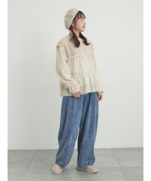 Samansa Mos2(サマンサ モスモス)の「裾フリルティアードレースブラウス(シャツ/ブラウス・レディース・キナリ/オフホワイト/ブラック・F)」の22枚目の写真