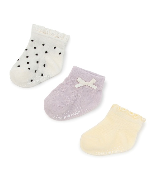 petit main(プティマイン)の「BABY3Pソックス(ベビーシューズ/ベビーソックス・キッズ・ライトグレー/ライトピンク/ラベンダー/ネイビー・9-11cm/11-13cm)」の3枚目の写真