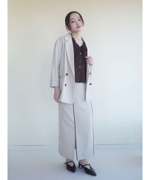 LAGUNAMOON(ラグナムーン)の「メッシュフリルペプラムニットプルオーバー 【夏服】【半袖】【シアートップス】(ニット/セーター・レディース・ブラウン/ホワイト/ブルー・FREE)」の8枚目の写真