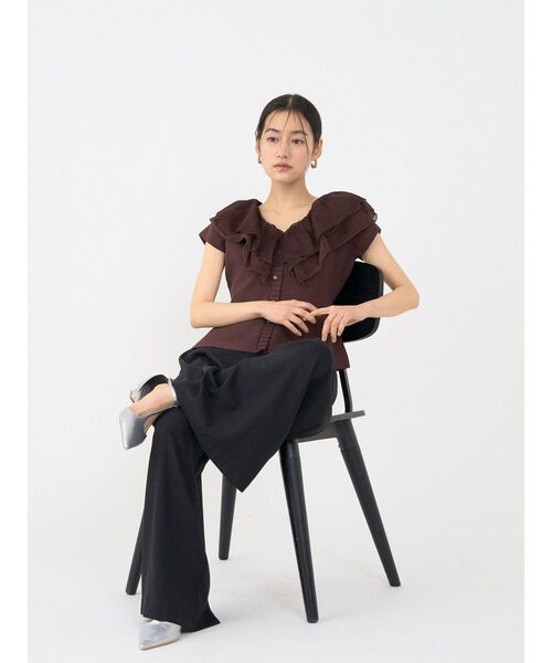 LAGUNAMOON（ラグナムーン）の「メッシュフリルペプラムニットプルオーバー（ニット/セーター・レディース・ブラウン/ホワイト/ブルー・FREE）」の14枚目の写真