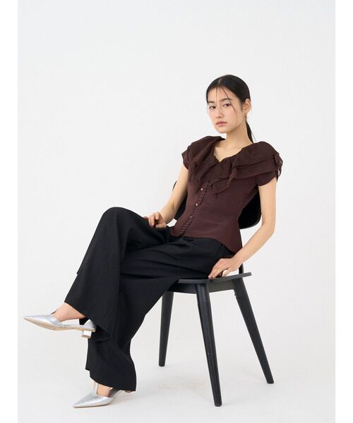 LAGUNAMOON（ラグナムーン）の「メッシュフリルペプラムニットプルオーバー（ニット/セーター・レディース・ブラウン/ホワイト/ブルー・FREE）」の15枚目の写真