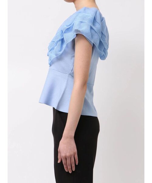 LAGUNAMOON（ラグナムーン）の「メッシュフリルペプラムニットプルオーバー（ニット/セーター・レディース・ブラウン/ホワイト/ブルー・FREE）」の17枚目の写真