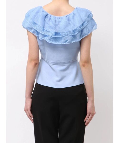 LAGUNAMOON（ラグナムーン）の「メッシュフリルペプラムニットプルオーバー（ニット/セーター・レディース・ブラウン/ホワイト/ブルー・FREE）」の18枚目の写真