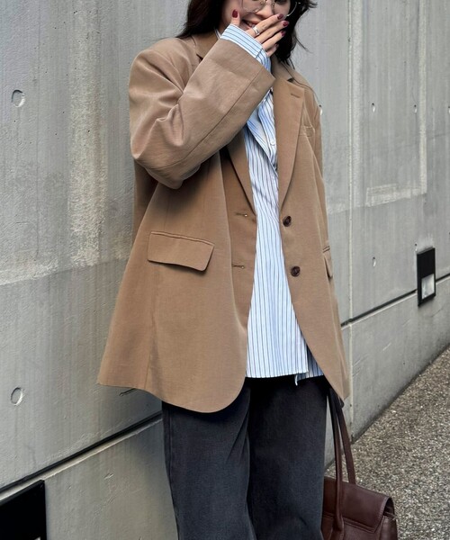 fredy emue（フレディエミュ）の「リネン混ラチネオーバージャケット（テーラードジャケット・レディース・ベージュ/ブラウン・38）」の9枚目の写真