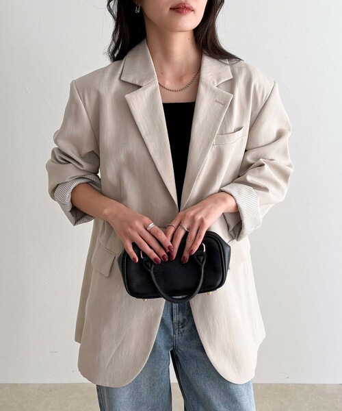 fredy emue（フレディエミュ）の「リネン混ラチネオーバージャケット（テーラードジャケット・レディース・ベージュ/ブラウン・38）」の14枚目の写真