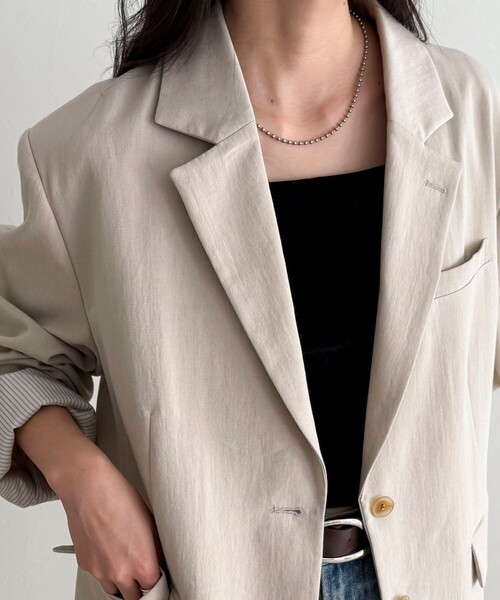 fredy emue（フレディエミュ）の「リネン混ラチネオーバージャケット（テーラードジャケット・レディース・ベージュ/ブラウン・38）」の17枚目の写真