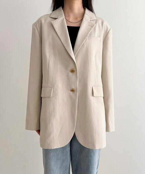 fredy emue（フレディエミュ）の「リネン混ラチネオーバージャケット（テーラードジャケット・レディース・ベージュ/ブラウン・38）」の18枚目の写真