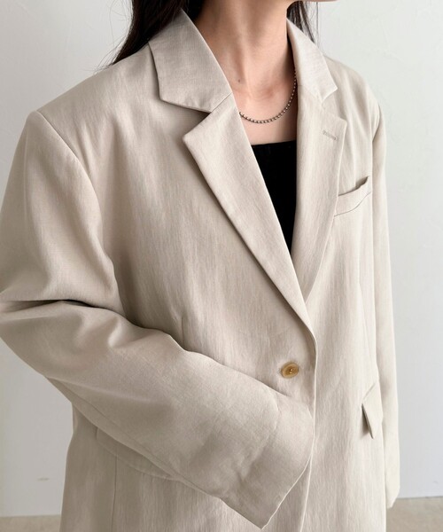 fredy emue（フレディエミュ）の「リネン混ラチネオーバージャケット（テーラードジャケット・レディース・ベージュ/ブラウン・38）」の21枚目の写真