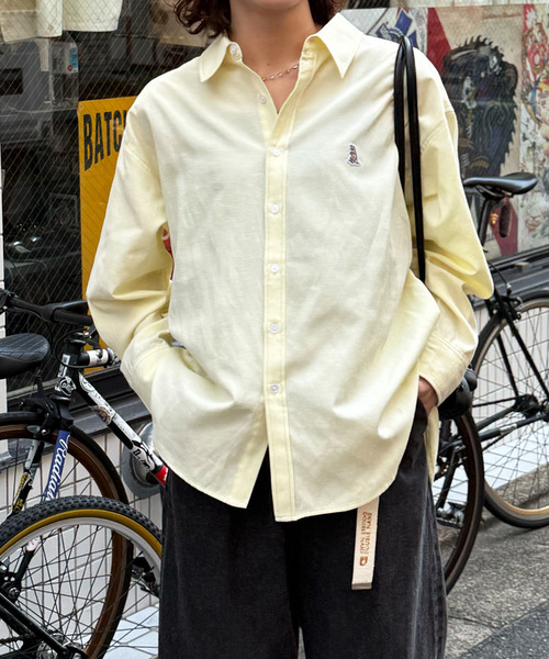 DOUBLE NAME（ダブルネーム）の「【m:rex】ミニ恐竜ワッペンオックスシャツ（シャツ/ブラウス・レディース・グリーン/イエロー・FREE）」の14枚目の写真