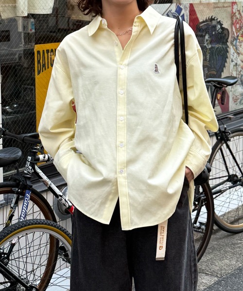 DOUBLE NAME（ダブルネーム）の「【m:rex】ミニ恐竜ワッペンオックスシャツ（シャツ/ブラウス・レディース・グリーン/イエロー・FREE）」の8枚目の写真