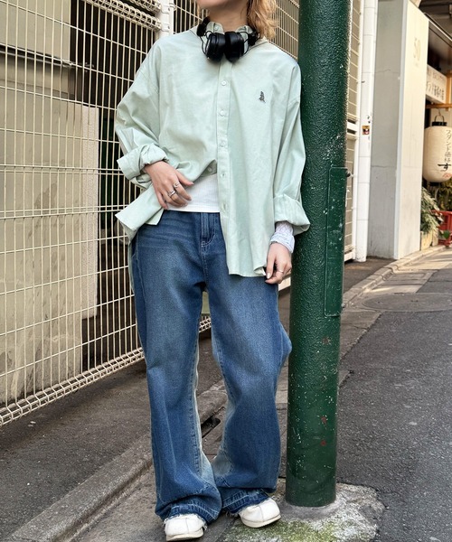 DOUBLE NAME（ダブルネーム）の「【m:rex】ミニ恐竜ワッペンオックスシャツ（シャツ/ブラウス・レディース・グリーン/イエロー・FREE）」の12枚目の写真