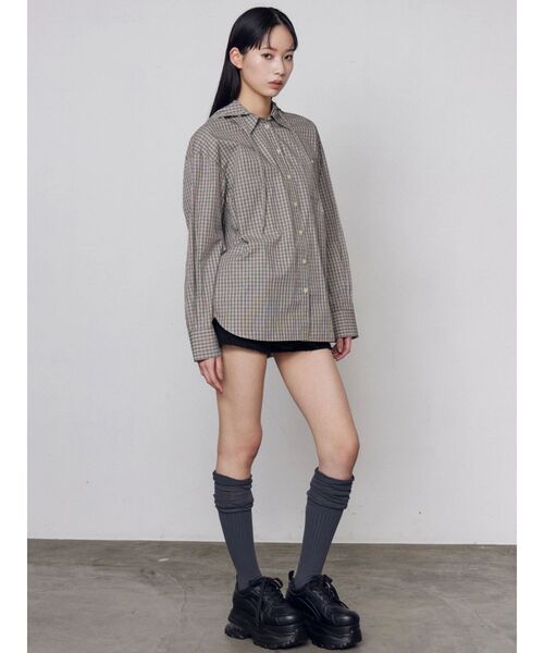 EMODA（エモダ）の「シアースイッチングハイソックス（ソックス/靴下・レディース・グレー/ホワイト・FREE）」の7枚目の写真