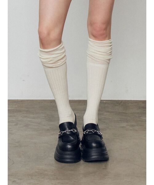 EMODA（エモダ）の「シアースイッチングハイソックス（ソックス/靴下・レディース・グレー/ホワイト・FREE）」の13枚目の写真