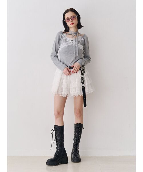 jouetie(ジュエティ)の「レースドッキングカットトップス(Tシャツ/カットソー・レディース・ブラック/ピンク/ブルー/グレー/オフホワイト・MEDIUM)」の22枚目の写真