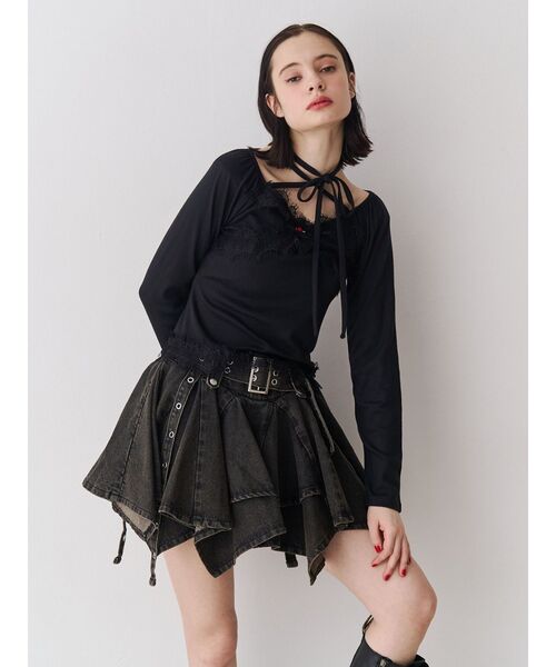 jouetie(ジュエティ)の「レースドッキングカットトップス(Tシャツ/カットソー・レディース・ブラック/ピンク/ブルー/グレー/オフホワイト・MEDIUM)」の22枚目の写真