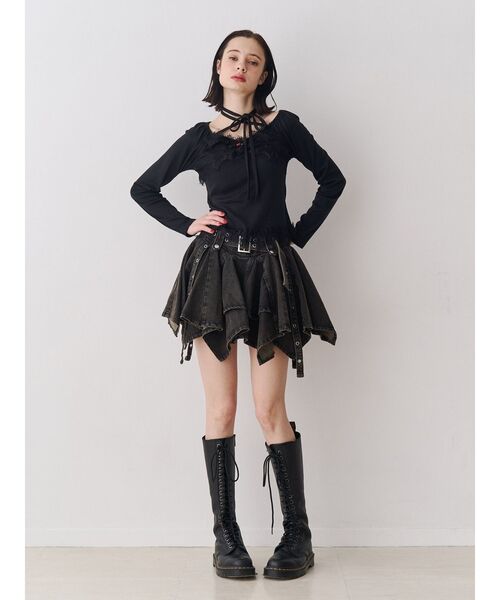 jouetie(ジュエティ)の「レースドッキングカットトップス(Tシャツ/カットソー・レディース・ブラック/ピンク/ブルー/グレー/オフホワイト・MEDIUM)」の11枚目の写真