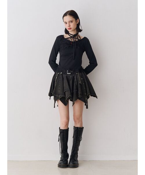 jouetie(ジュエティ)の「レースドッキングカットトップス(Tシャツ/カットソー・レディース・ブラック/ピンク/ブルー/グレー/オフホワイト・MEDIUM)」の10枚目の写真