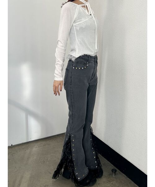 jouetie(ジュエティ)の「レースドッキングカットトップス(Tシャツ/カットソー・レディース・ブラック/ピンク/ブルー/グレー/オフホワイト・MEDIUM)」の18枚目の写真