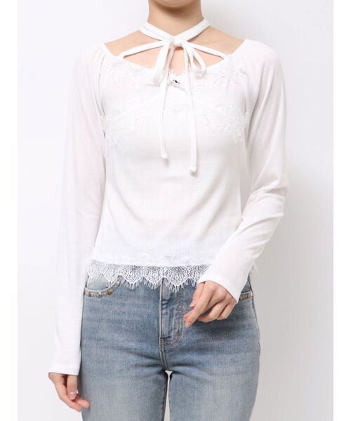 jouetie(ジュエティ)の「レースドッキングカットトップス(Tシャツ/カットソー・レディース・ブラック/ピンク/ブルー/グレー/オフホワイト・MEDIUM)」の14枚目の写真