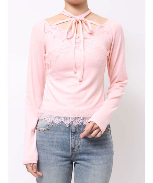 jouetie(ジュエティ)の「レースドッキングカットトップス(Tシャツ/カットソー・レディース・ブラック/ピンク/ブルー/グレー/オフホワイト・MEDIUM)」の16枚目の写真
