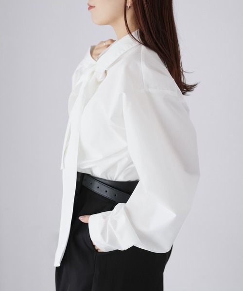 Riberry（リベリー）の「ボウタイリボンシャツ（シャツ/ブラウス・レディース・オフホワイト/ブルー/ブラック・FREE）」の16枚目の写真
