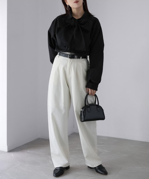 Riberry（リベリー）の「ボウタイリボンシャツ（シャツ/ブラウス・レディース・オフホワイト/ブルー/ブラック・FREE）」の9枚目の写真