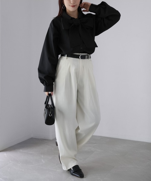 Riberry（リベリー）の「ボウタイリボンシャツ（シャツ/ブラウス・レディース・オフホワイト/ブルー/ブラック・FREE）」の20枚目の写真