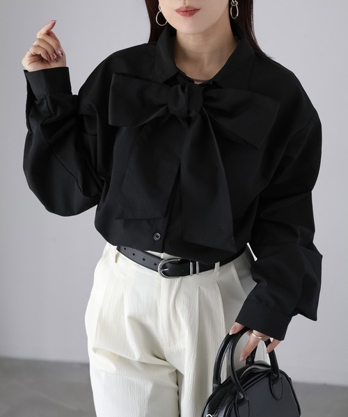 Riberry（リベリー）の「ボウタイリボンシャツ（シャツ/ブラウス・レディース・オフホワイト/ブルー/ブラック・FREE）」の22枚目の写真