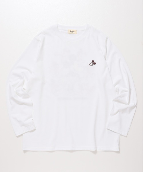 Disney(ディズニー)の「【DISNEY/ディズニー】ミッキーマウス/ミニーマウスプリントロングスリーブTシャツ(Mickey Mouse/Minnie Mouse)(Tシャツ/カットソー・レディース・スミクロ/オフホワイト/ネイビー/オートミール・LARGE/MEDIUM)」の5枚目の写真