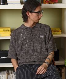 FFEIN | 【FFEIN(フェイン)】メランジワンポイントニットポロメッシュニット刺繍ポロシャツ / ポロシャツ メッシュ レギュラーカラー 半袖(ポロシャツ)