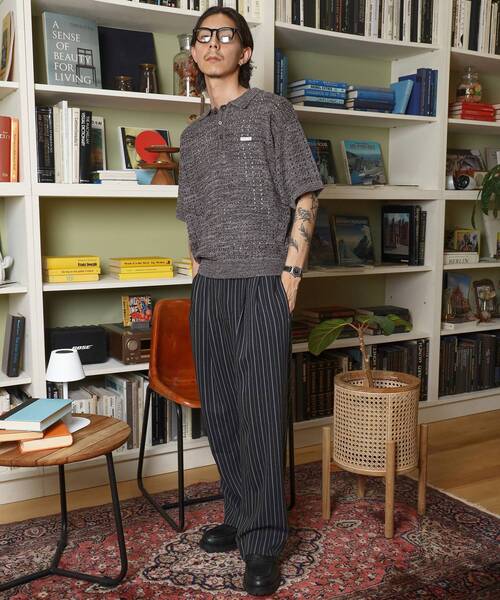 FFEIN（フェイン）の「【FFEIN（フェイン）】メランジワンポイントニットポロメッシュニット刺繍ポロシャツ / ポロシャツ メッシュ レギュラーカラー 半袖（ポロシャツ・メンズ・ブラック/アッシュグレー/ブラウン・SMALL/MEDIUM/LARGE）」の8枚目の写真