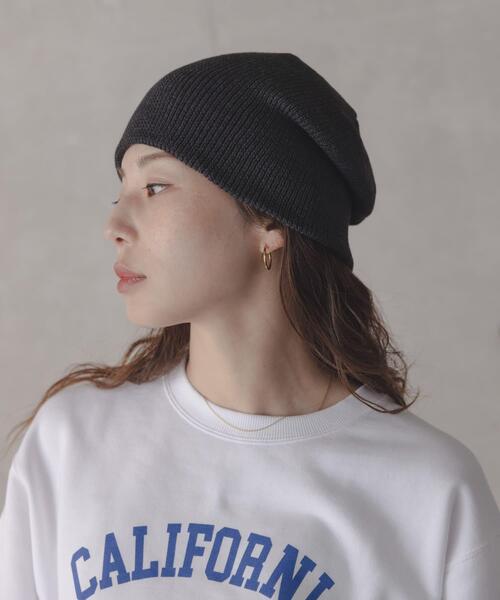 URBAN RESEARCH Sonny Label(アーバンリサーチサニーレーベル)の「コットンシングルニット帽(ニットキャップ/ビーニー・レディース・ブラック/グレー・ONE)」の3枚目の写真