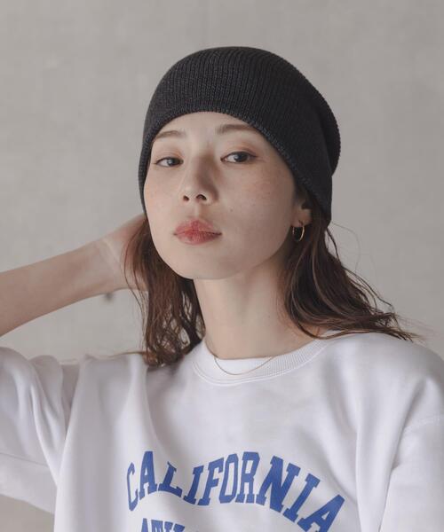 URBAN RESEARCH Sonny Label(アーバンリサーチサニーレーベル)の「コットンシングルニット帽(ニットキャップ/ビーニー・レディース・ブラック/グレー・ONE)」の4枚目の写真