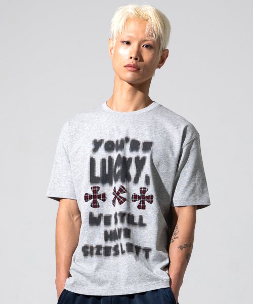 XTONZ（エクストーンズ）の「XTT127 ピクセルチェックアプリケTシャツ (GRAY)（Tシャツ/カットソー・メンズ・その他・MEDIUM/LARGE/SMALL）」の3枚目の写真