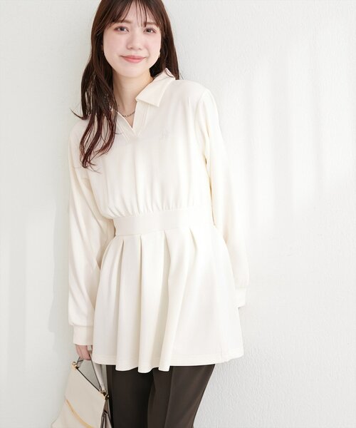 natural couture（ナチュラルクチュール）の「衿付きスキッパー配色トップス（その他トップス・レディース・ブラック/ネイビー/チャコールグレー/オフホワイト・FREE）」の6枚目の写真